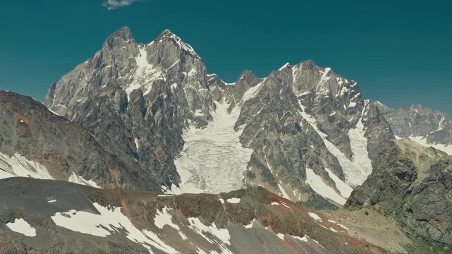 Stunning view of Mount Ushba's glacier in Svaneti, Georgia