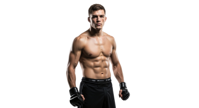 Focused Fighter: Portrait of a Muscular Athlete Ready for Competition