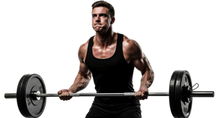 Intense concentration of a male athlete lifting weights with focus