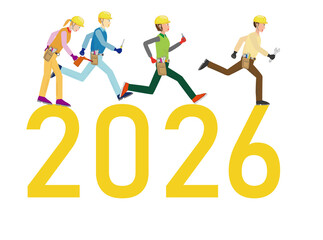 エンジニアの2026年の新年のあいさつのイラスト素材。