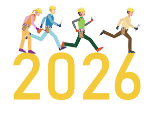 エンジニアの2026年の新年のあいさつのイラスト素材。