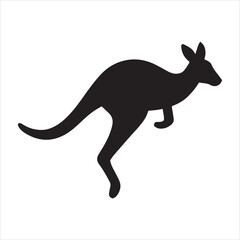 Silhouette kangaroo leaping forward flat design vector illustration