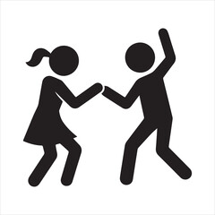 Silhouette dancing couple stick figures in action poses Vector illustration
