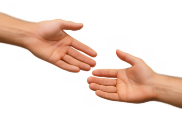 Hands reaching out providing help, support, and connection, showing unity on transparent background