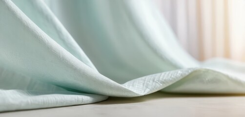 Soft flowing mint green fabric drapes and folds elegantly creating subtle texture and shadow