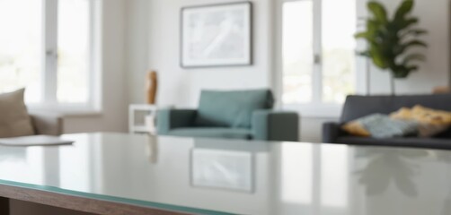 Fototapeta premium Bright modern living room interior with sofas chairs and large windows