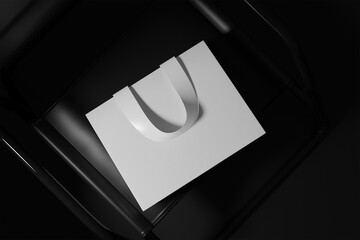 shopping bag in dark background mockup