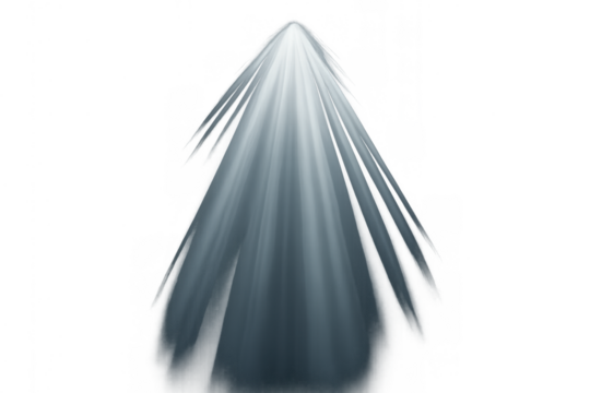 Glowing light rays creating a spotlight effect with a transparent background, cosmic illumination design element