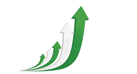 Green and white arrows pointing upwards a symbol of growth and success isolated on a white background