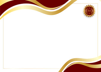Elegant Certificate Template with Red and Gold Wavy Borders.