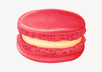 Red velvet macaroon, cute dessert illustration