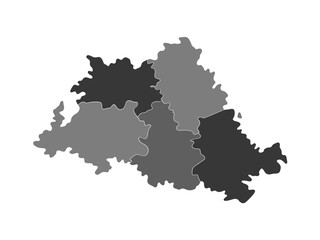 Regional territory map, county borders outlined, grayscale administrative divisions, simplified shape, infographic asset, mapping template, vector illustration