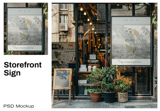 Charming Florist Storefront Mockup Psd