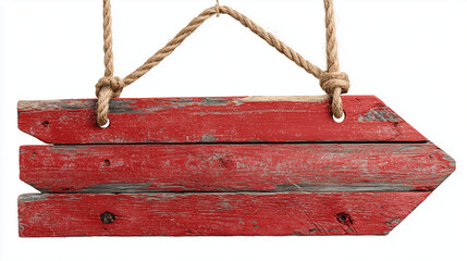 Wooden directional arrow sign with empty space for text, isolated on clean white background.