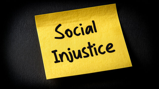 Social injustice against dark background representing inequality discrimination human rights activism protest awareness and social justice concept