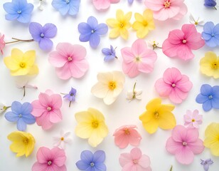 Naklejka premium Overhead shot displaying a collection of various colorful small flowers