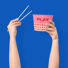 Pink paper bowl, food box, take-away packaging