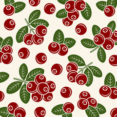 Cranberry pattern background set. Collection icon cranberry. Vector