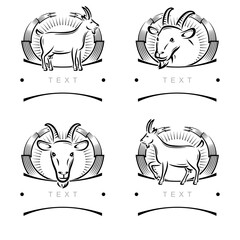 Goat labels and icon set. Collection icons goat. Vector