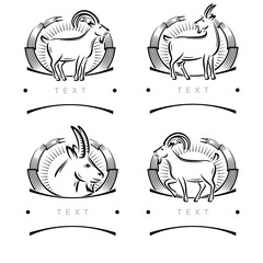 Goat labels and icon set. Collection icons goat. Vector