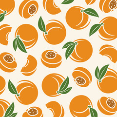 Peach pattern background set. Collection icon peach. Vector