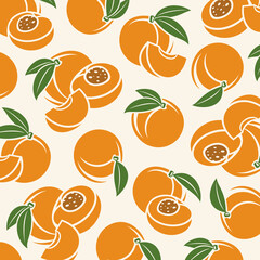 Peach pattern background set. Collection icon peach. Vector