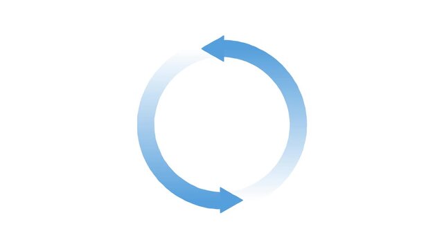 Blue Circular Arrow Rotating on White Background Animation
