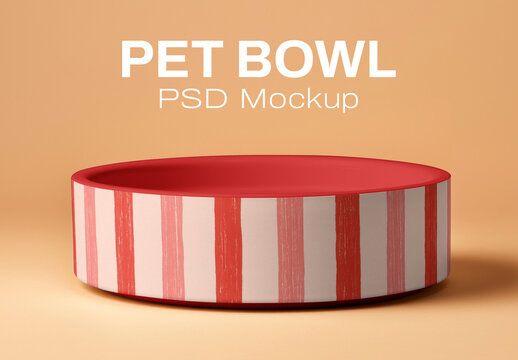 Striped Pet Bowl Mockup Psd