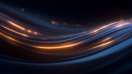 Abstract digital waves with glowing orange lines on dark background