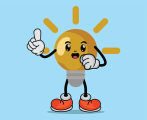 cartoon light bulb with gesture of finding an idea. Bulb got an idea cartoon. cute cartoon Mascot