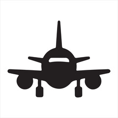 Vector Illustrator Modern Airplane Front View Flat Design Silhouette