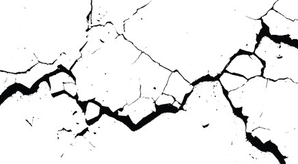 Obraz premium Cracks on the concrete wall. Cracks isolated on white background. Texture for overlay. Wall Background. For designers to apply texture cracks to objects.