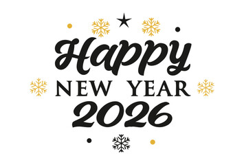 Happy New Year in a Simple Typography Style. Happy new year poster, banner, greeting card, flower. Vector Illustration.