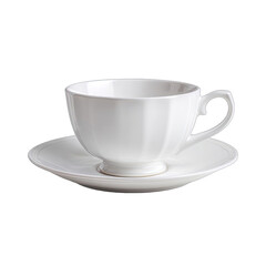 White teacup and saucer, ribbed design