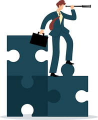 business strategy concept. business goals. problem solving concept. leadership way solving business difficulties finding missing element system