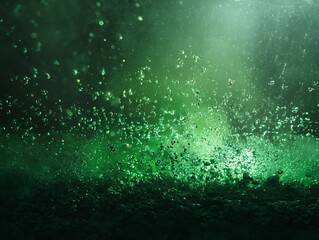 Obraz premium Industrial green light diffusion behind moist glass with dramatic sharp contrast