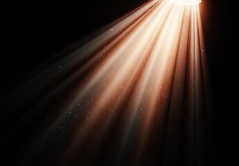 Glowing rays of light shine down in dusty darkness