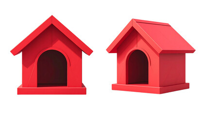 Red dog house isolated on transparent background