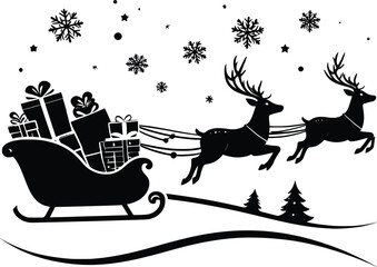 Festive Santa Sleigh Ride Vector Art