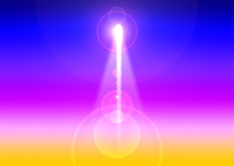 上昇する光・夕日