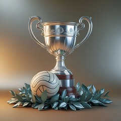 Gold  trophy with a ball