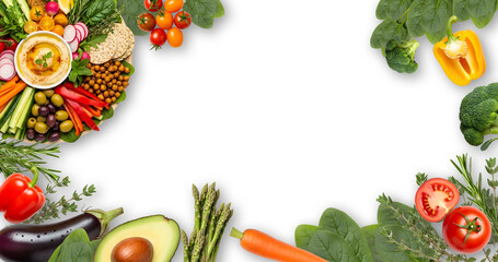 frame of vegetables and fruits best for Vegan Day content