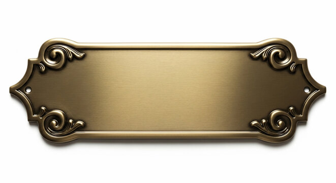 Vintage Ornate Brass Plaque Template. Blank Decorative Nameplate for Custom Text and Signage - Powered by Adobe