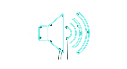 Speaker sound wave icon with glowing outline on