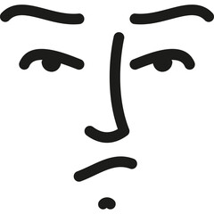 Minimalist Black And White Line Drawing Of A Facial Expression On Transparent Background