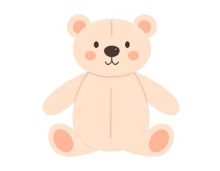 Cute illustration of a sitting beige teddy bear on a white background