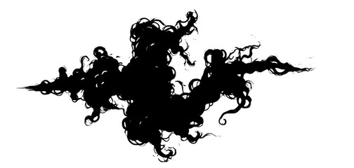 Obraz premium Abstract black ink cloud swirling and expanding in water against a stark white background