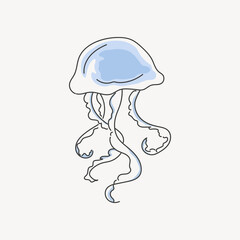 Blue jellyfish, aesthetic illustration design element