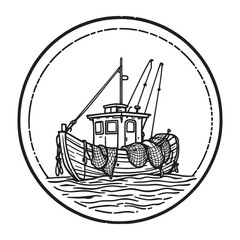 Fishing Boat Drifts Through Morning Mist