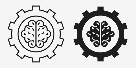 Minimal gray machine learning icon, perfect for AI, data science, and automation designs.